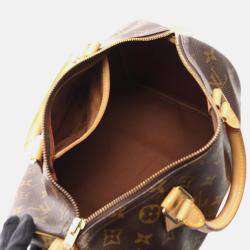 Pre Owned Louis Vuitton Speedy 30 Brown Monogram Canvas Leather Handbag 