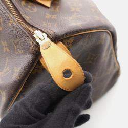 Pre Owned Louis Vuitton Speedy 30 Brown Monogram Canvas Leather Handbag 