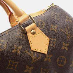 Pre Owned Louis Vuitton Speedy 30 Brown Monogram Canvas Leather Handbag 
