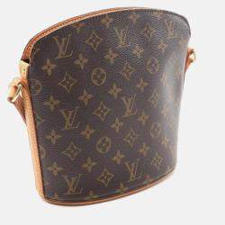 Pre Owned Louis Vuitton Drouot Brown Monogram Canvas Shoulder Bag 