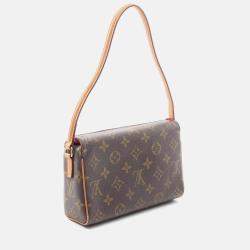 Pre Owned Louis Vuitton Recital Brown Monogram Canvas Leather Handbag