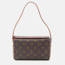 Pre Owned Louis Vuitton Recital Brown Monogram Canvas Leather Handbag