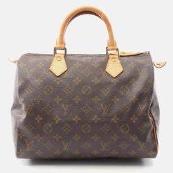 Pre Owned Louis Vuitton Speedy 30 Brown Monogram Canvas Leather Handbag 