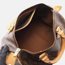 Pre Owned Louis Vuitton Speedy 30 Brown Monogram Canvas Leather Handbag 