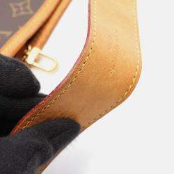 Pre Owned Louis Vuitton Delightful Brown Monogram Canvas Leather MM Shoulder Bag 