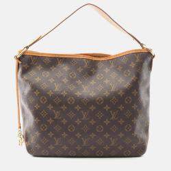 Pre Owned Louis Vuitton Delightful Brown Monogram Canvas Leather MM Shoulder Bag 