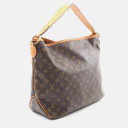 Pre Owned Louis Vuitton Delightful Brown Monogram Canvas Leather MM Shoulder Bag 