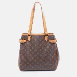 Pre Owned Louis Vuitton Batignolles Vertical Brown Monogram Canvas Tote