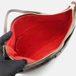 Pre Owned Louis Vuitton Bloomsbury Pm Shoulder Bag Damier Canvas Leather Ebene