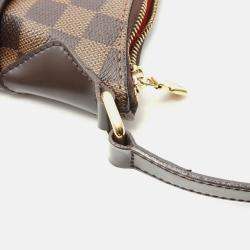 Pre Owned Louis Vuitton Bloomsbury Pm Shoulder Bag Damier Canvas Leather Ebene