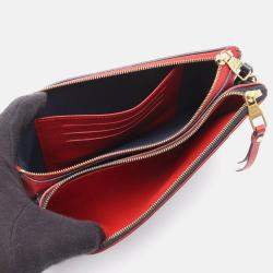 Pre Owned Louis Vuitton Pochette Double Zip Shoulder Bag Monogram Empreinte Red