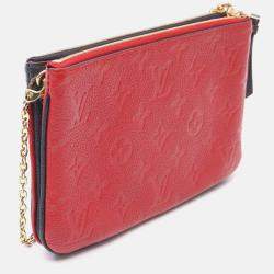 Pre Owned Louis Vuitton Pochette Double Zip Shoulder Bag Monogram Empreinte Red