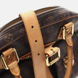 Pre Owned Louis Vuitton Manhattan Gm Handbag Monogram Canvas Leather Brown