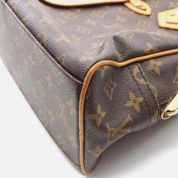 Pre Owned Louis Vuitton Manhattan Gm Handbag Monogram Canvas Leather Brown