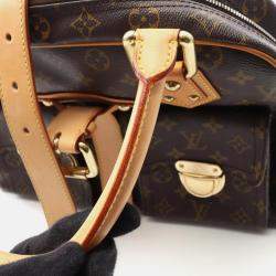 Pre Owned Louis Vuitton Manhattan Gm Handbag Monogram Canvas Leather Brown