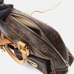 Pre Owned Louis Vuitton Manhattan Gm Handbag Monogram Canvas Leather Brown