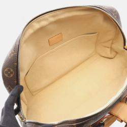 Pre Owned Louis Vuitton Manhattan Gm Handbag Monogram Canvas Leather Brown