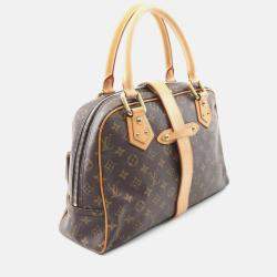 Pre Owned Louis Vuitton Manhattan Gm Handbag Monogram Canvas Leather Brown