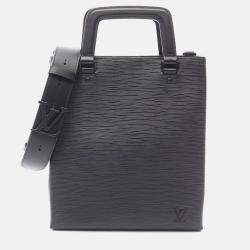 Pre Owned Louis Vuitton Sac Plat Fold Shoulder Handbag Epi Leather Noir