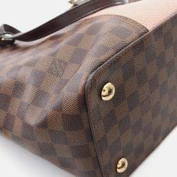 Pre Owned Louis Vuitton Jersey Shoulder Tote Bag Damier Canvas Leather Ebene