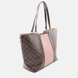 Pre Owned Louis Vuitton Jersey Shoulder Tote Bag Damier Canvas Leather Ebene
