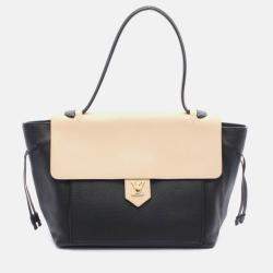 Pre Owned Louis Vuitton Lockme Mm Handbag Leather Vanille Noir