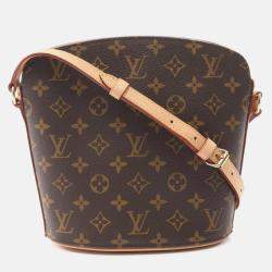 Pre Owned Louis Vuitton Drouot Shoulder Bag Monogram Canvas Brown