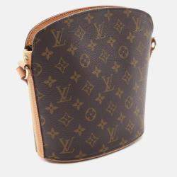 Pre Owned Louis Vuitton Drouot Shoulder Bag Monogram Canvas Brown