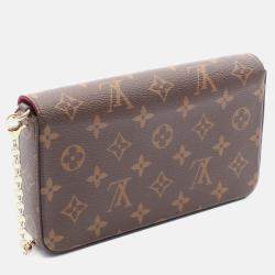 Pre Owned Louis Vuitton Pochette Felicie Chain Shoulder Bag Monogram Fuschia