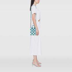 Pre Owned Louis Vuitton Blue Damier Checkerboard Sac Plat XS