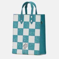 Pre Owned Louis Vuitton Blue Damier Checkerboard Sac Plat XS