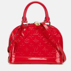 Pre Owned Louis Vuitton Red Monogram Vernis Alma BB