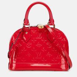 Pre Owned Louis Vuitton Red Monogram Vernis Alma BB