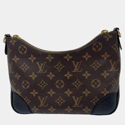 Pre Owned Louis Vuitton Boulogne Nm Handbag Coated Canvas And Leather Monogram Brown Black