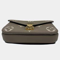 Pre Owned Louis Vuitton Tourterelle Monogram Empreinte Leather Pochette Metis East West Crossbody Bag