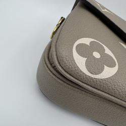 Pre Owned Louis Vuitton Tourterelle Monogram Empreinte Leather Pochette Metis East West Crossbody Bag