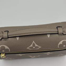 Pre Owned Louis Vuitton Tourterelle Monogram Empreinte Leather Pochette Metis East West Crossbody Bag