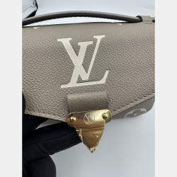 Pre Owned Louis Vuitton Tourterelle Monogram Empreinte Leather Pochette Metis East West Crossbody Bag