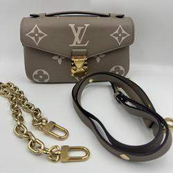 Pre Owned Louis Vuitton Tourterelle Monogram Empreinte Leather Pochette Metis East West Crossbody Bag