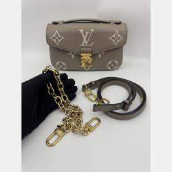 Pre Owned Louis Vuitton Tourterelle Monogram Empreinte Leather Pochette Metis East West Crossbody Bag