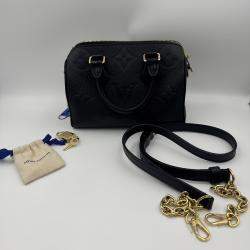Pre Owned Louis Vuitton Speedy Bandouliere 20 Black Monogram Empreinte Giant Leather Shoulder Bag