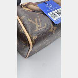 Pre Owned Louis Vuitton Speedy Bandouliere 20 Beige Monogram Canvas Top Handle Bag