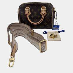 Pre Owned Louis Vuitton Speedy Bandouliere 20 Beige Monogram Canvas Top Handle Bag