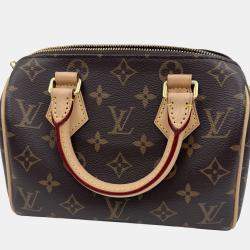 Pre Owned Louis Vuitton Speedy Bandouliere 20 Beige Monogram Canvas Top Handle Bag