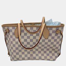 Pre Owned Louis Vuitton Damier Azur White Canvas Neverfull PM Bag