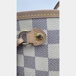 Pre Owned Louis Vuitton Damier Azur White Canvas Neverfull PM Bag
