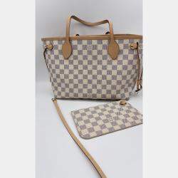 Pre Owned Louis Vuitton Damier Azur White Canvas Neverfull PM Bag