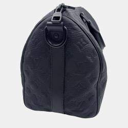 Pre Owned Louis Black Vuitton Monogram Taurillon Keepall Bandouliere 35 Bag