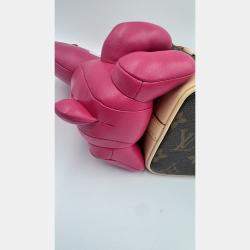 Pre Owned Louis Vuitton Nano Noe Fuschia Brown Monogram Coated Canvas Bucket Bag