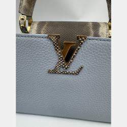 Pre Owned Louis Vuitton Blue Leather Mini Capucines Bag